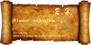 Rieder Hajnalka névjegykártya